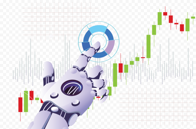 Forex trading backdrop 3d robotic hand charts sketch