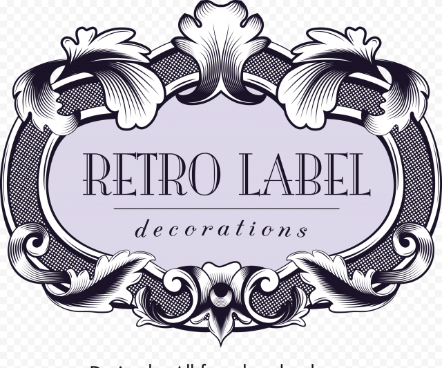 Vintage label template elegant symmetrical baroque decor