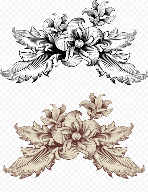 Vintage baroque template elegant classical flower sketch