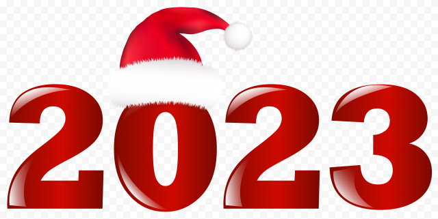 2023 red color with christmas hat