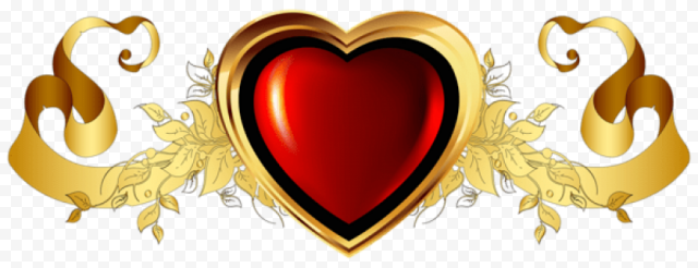 large red heart with gold banner element