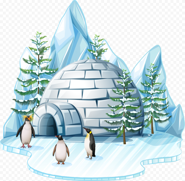 Igloo with penguins, Igloo Ice sculpture Living room, igloo, interior Design Services, picture Frames, map
