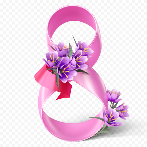 Womens Day Flowers Ribbon Free PNG