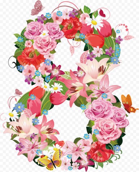 Pink flower lot, International Women's Day March 8 Woman Wish Happiness, 8, flower Arranging, decor, digital