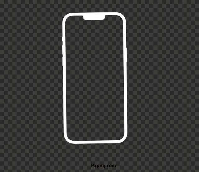 HD iPhone 14 White Landscape Mockup PNG