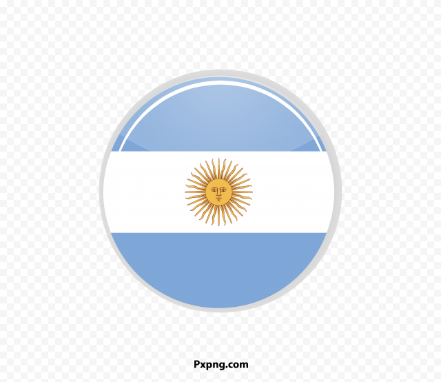 HD Argentina Round Flag With Silver Border Transparent Background PNG