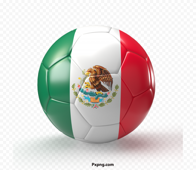 3D Soccer Ball With Mexico Flag  Transparent Background Image