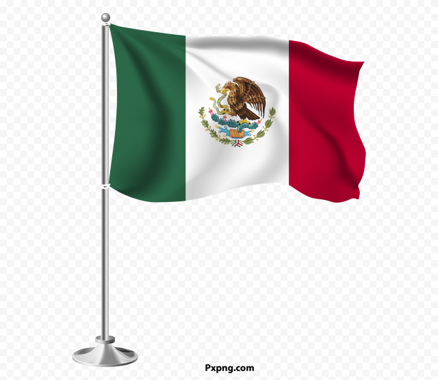 Download HD Waving Mexico Flag On Pole PNG