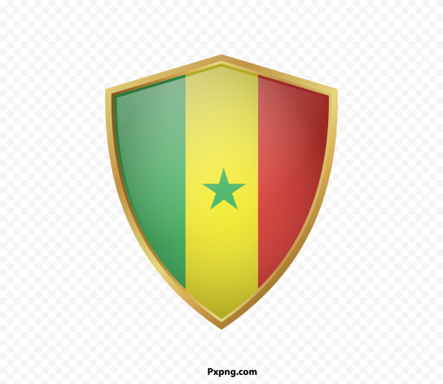 HD Senegal flag png with golden in borders PNG