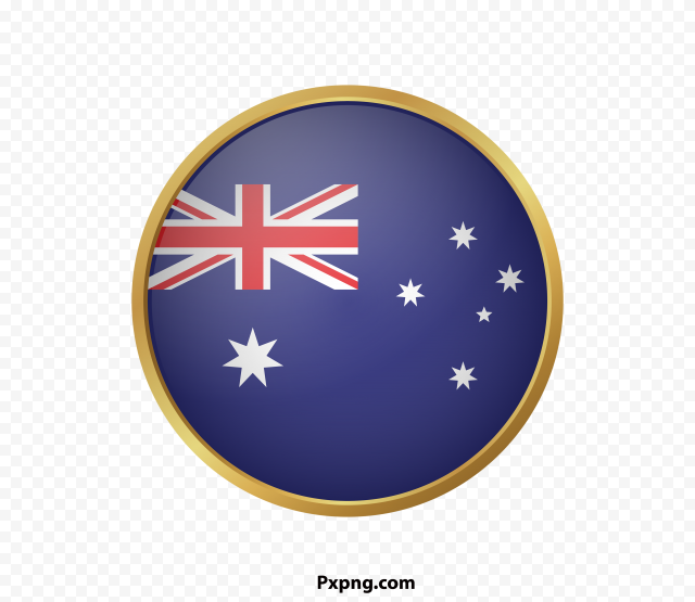 HD Australia Round  Gold border Flag Icon PNG