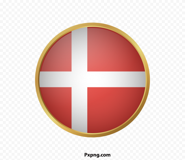 HD Round  Denmark Framed Flag Icon PNG