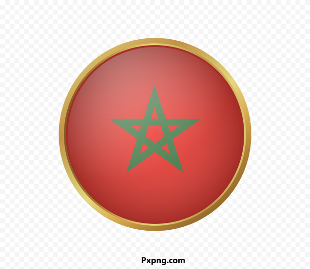 HD 3D Round Flag Morocco Gold Framed Icon  Transparent Background PNG IMG