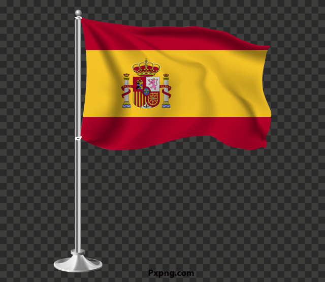HD Vector Waving Spain Flag Pole PNG